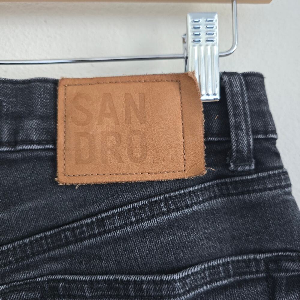 Sandro Paris Womens High Waisted Ankle Raw Hem Slim Jeans Size-S (36) Black - Picture 4 of 11